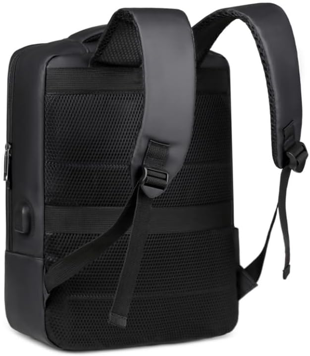UniQue 15.6″ Laptop Backpack - USB Port, 3 Compartments, Black
