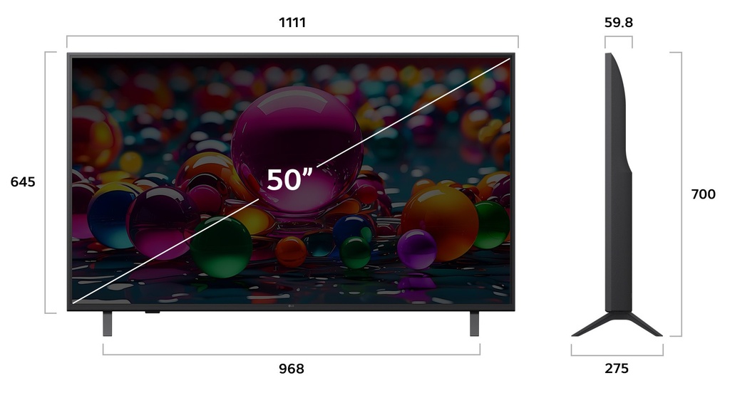 LG 50” UHD AI HDR10 webOS25 4K Smart TV 50UA85006