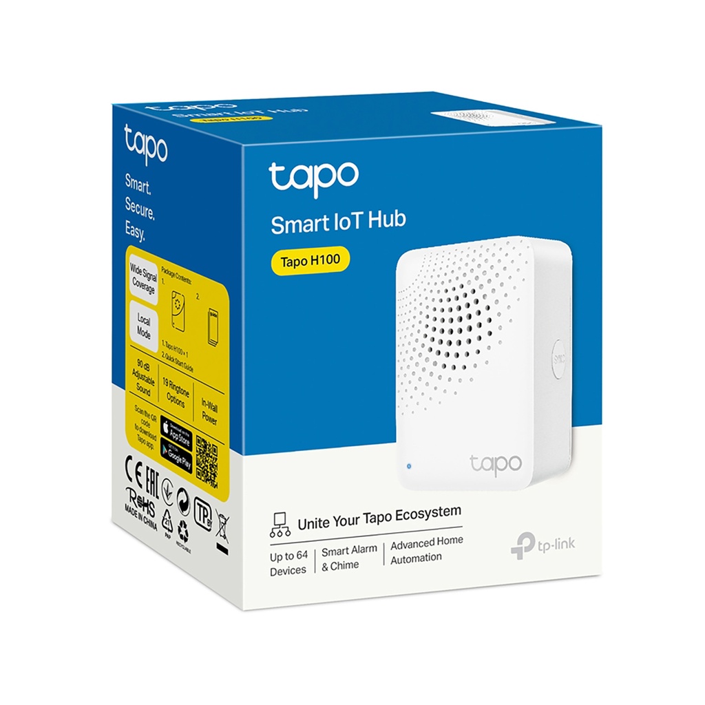 TP‑Link Tapo H100 Smart Hub Chime 64‑Dev 868MHz 24m