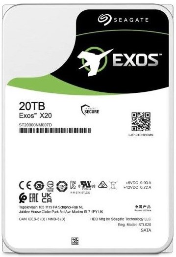 Seagate Exos X20 20TB 7200RPM SATA 285MB/s 5yr 24m