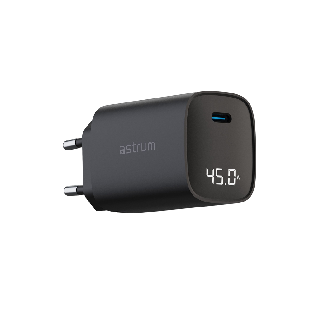 Astrum WATZ45L 45W PD USB‑C Wall Charger LCD Black 24m