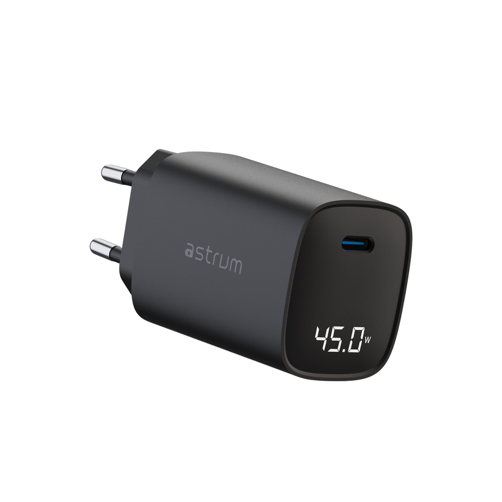 Astrum WATZ45L 45W PD USB‑C Wall Charger LCD Black 24m