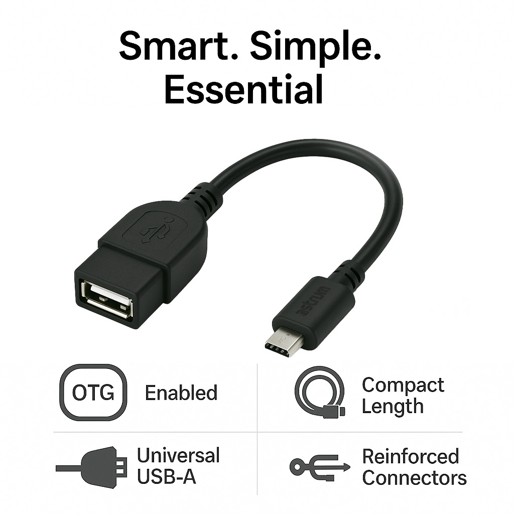 Astrum OD020 Micro USB to USB‑A OTG Cable 20cm Black 12m
