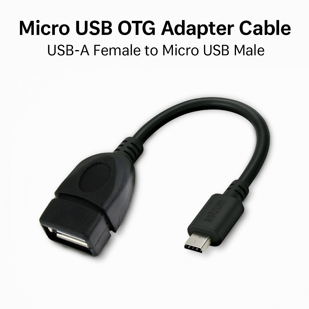 Astrum OD020 Micro USB to USB‑A OTG Cable 20cm Black 12m