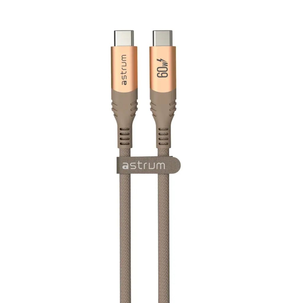 Astrum VMCC60 USB‑C to USB‑C Cable 2.0m 60W Braided Gold 12m