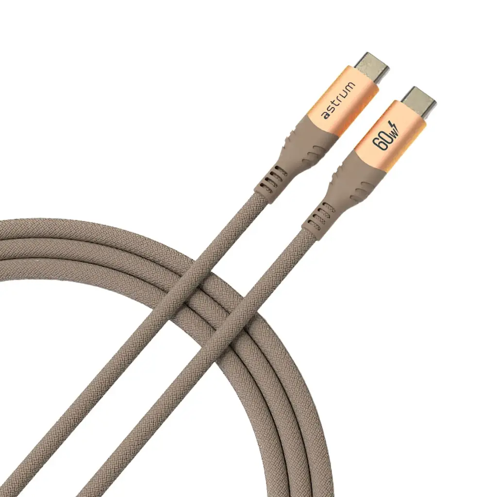 Astrum VMCC60 USB‑C to USB‑C Cable 2.0m 60W Braided Gold 12m