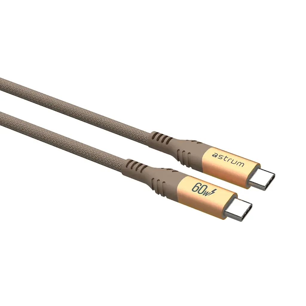 Astrum VMCC60 USB‑C to USB‑C Cable 2.0m 60W Braided Gold 12m