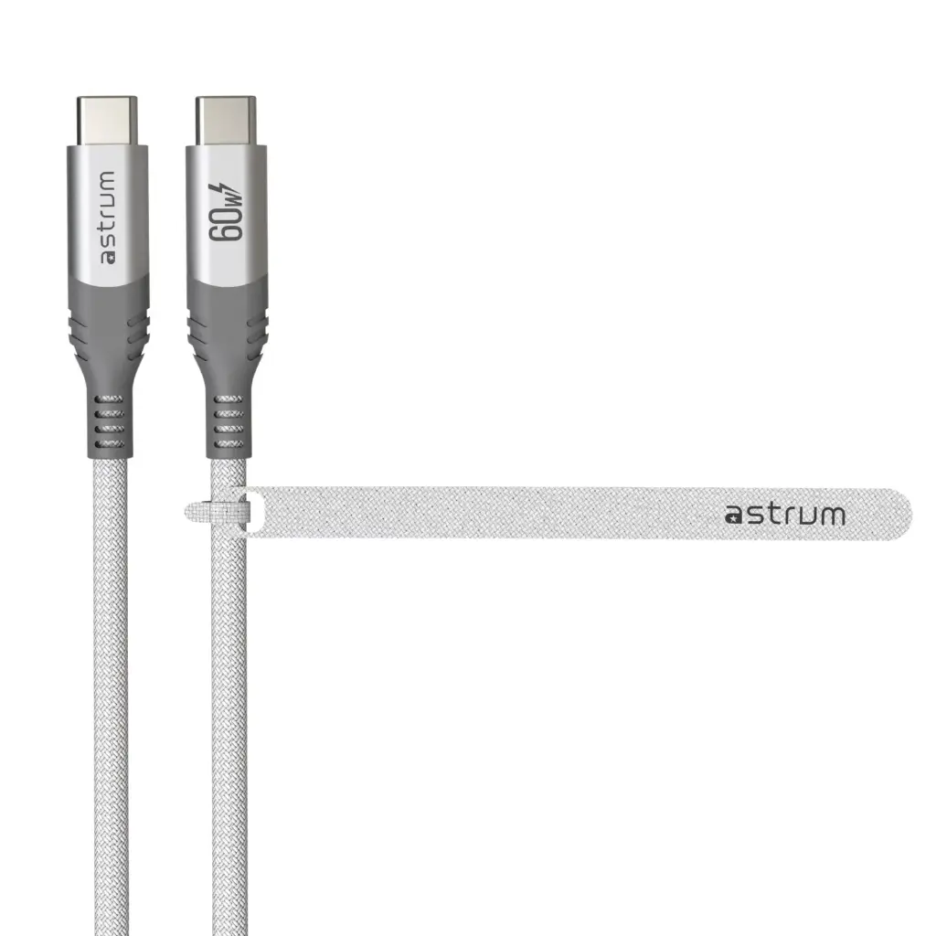 Astrum VMCC60 USB‑C to USB‑C Cable 2.0m 60W Braided White 12m