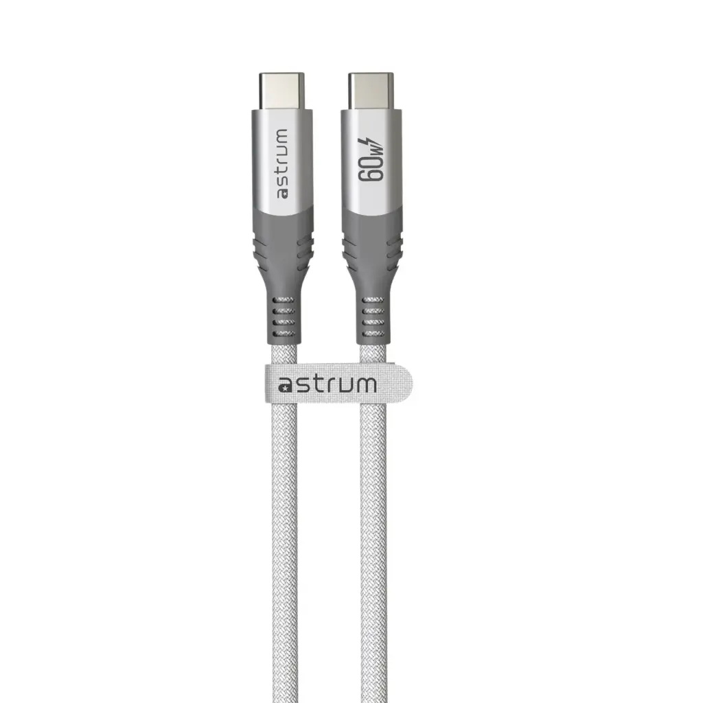Astrum VMCC60 USB‑C to USB‑C Cable 2.0m 60W Braided White 12m
