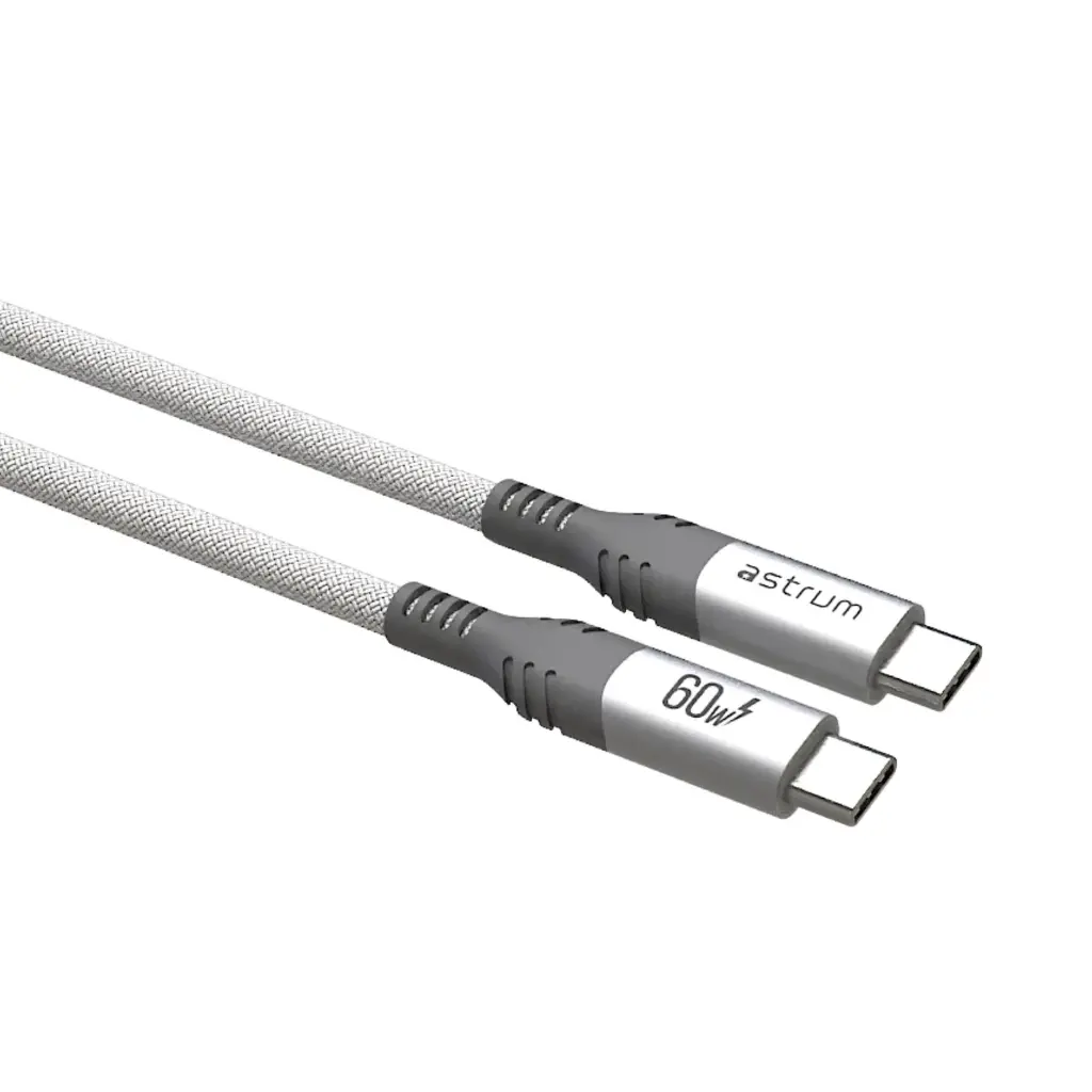 Astrum VMCC60 USB‑C to USB‑C Cable 2.0m 60W Braided White 12m