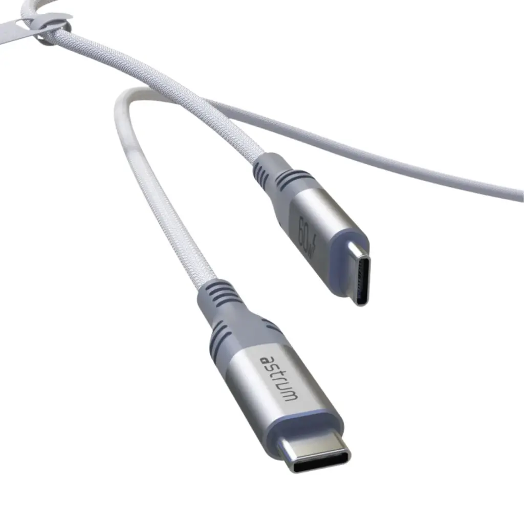 Astrum VMCC60 USB‑C to USB‑C Cable 2.0m 60W Braided White 12m