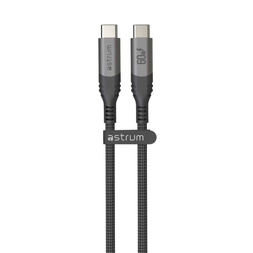 Astrum VMCC60 USB‑C to USB‑C Cable 2.0m 60W Braided Grey 12m