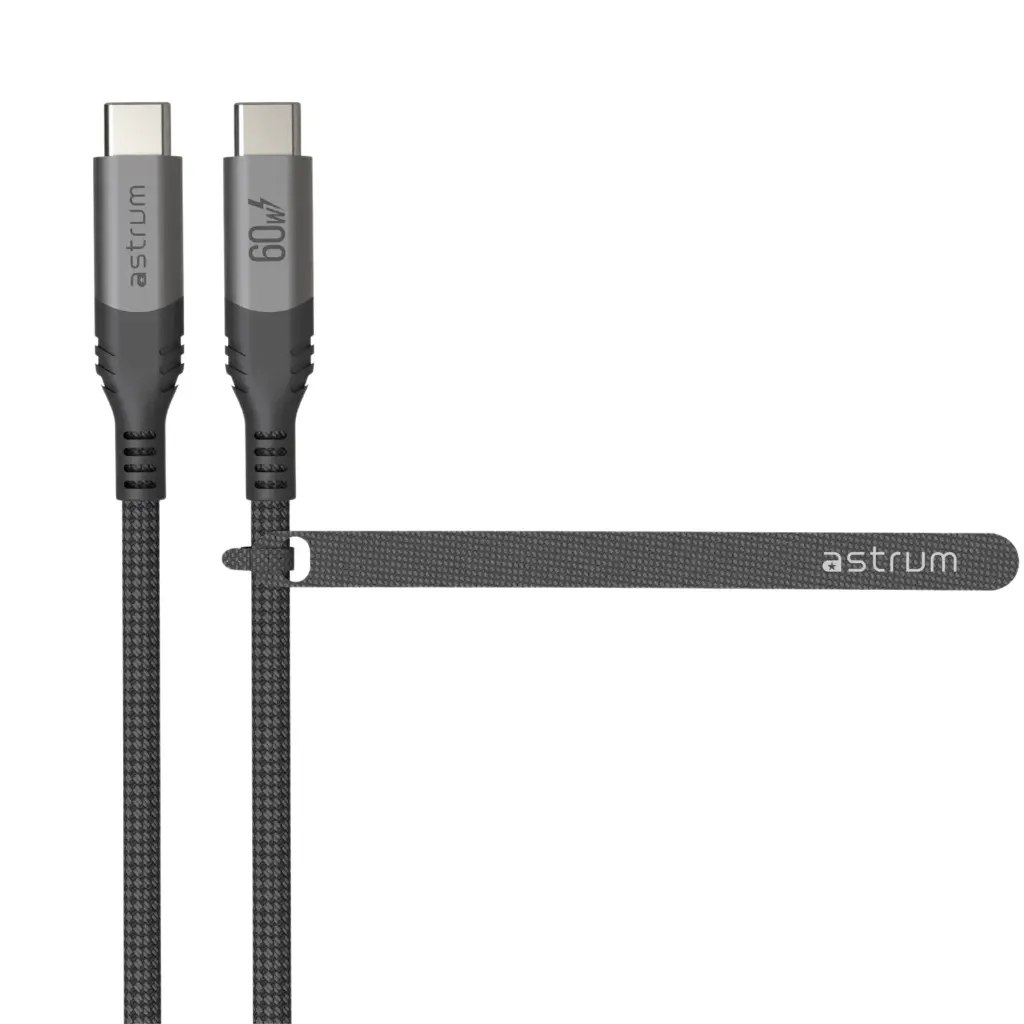 Astrum VMCC60 USB‑C to USB‑C Cable 2.0m 60W Braided Grey 12m