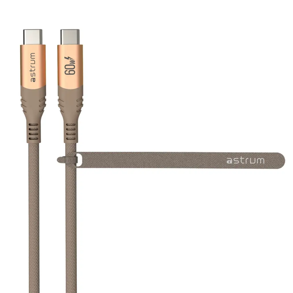 Astrum VMCC60 USB‑C to USB‑C Cable 2.0m 60W Braided Gold 12m