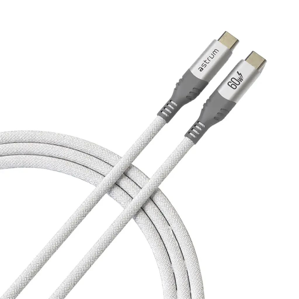 Astrum VMCC60 USB‑C to USB‑C Cable 2.0m 60W Braided White 12m