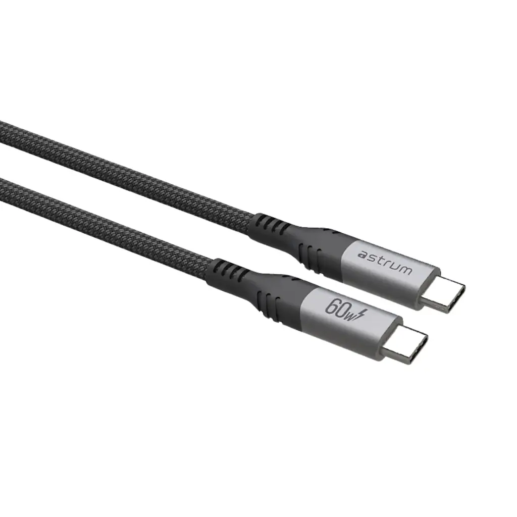 Astrum VMCC60 USB‑C to USB‑C Cable 2.0m 60W Braided Grey 12m