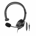 Astrum HS610 Single Sided Wired Headset 3.5mm AUX, 270° Rotating Boom Mic, In Line Controls, Lightweight Design Black SKU: A12061-B