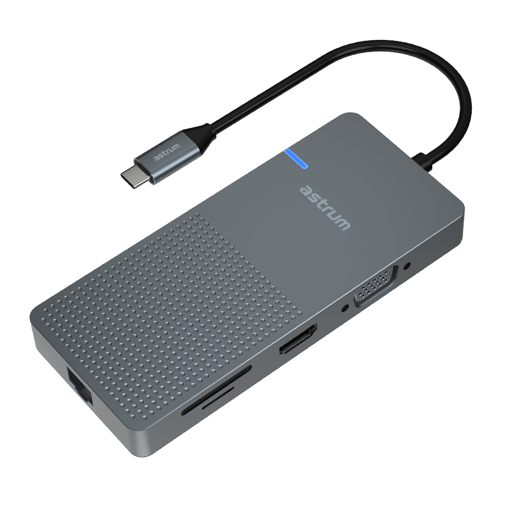 [A38009-B] Astrum DA090 USB‑C 9‑in‑1 Dock 4K HDMI 100W PD 24m