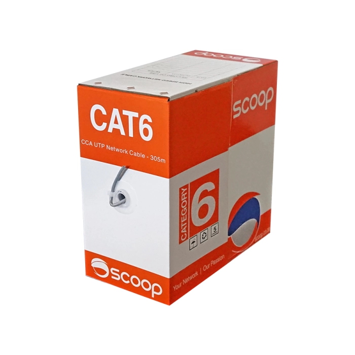Scoop UTP‑6305C 305m Cat6 CCA Cable Grey
