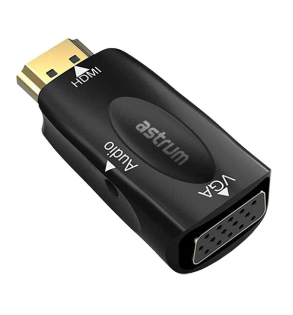 Astrum DA480 HDMI→VGA Adapter 1080p Audio Gold Plug‑Play 24m