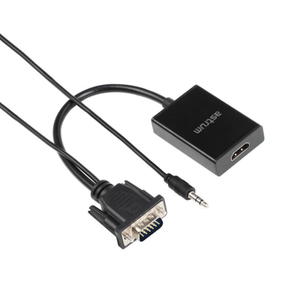 [A38051-B] Astrum DA510 VGA→HDMI Adapter 1080p Audio Plug‑Play 65g 24m