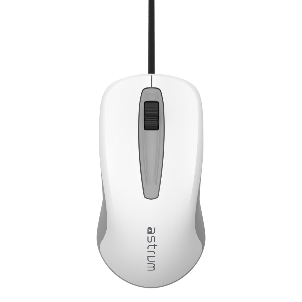 Astrum MU120 3B USB Wired Optical Mouse White Grey