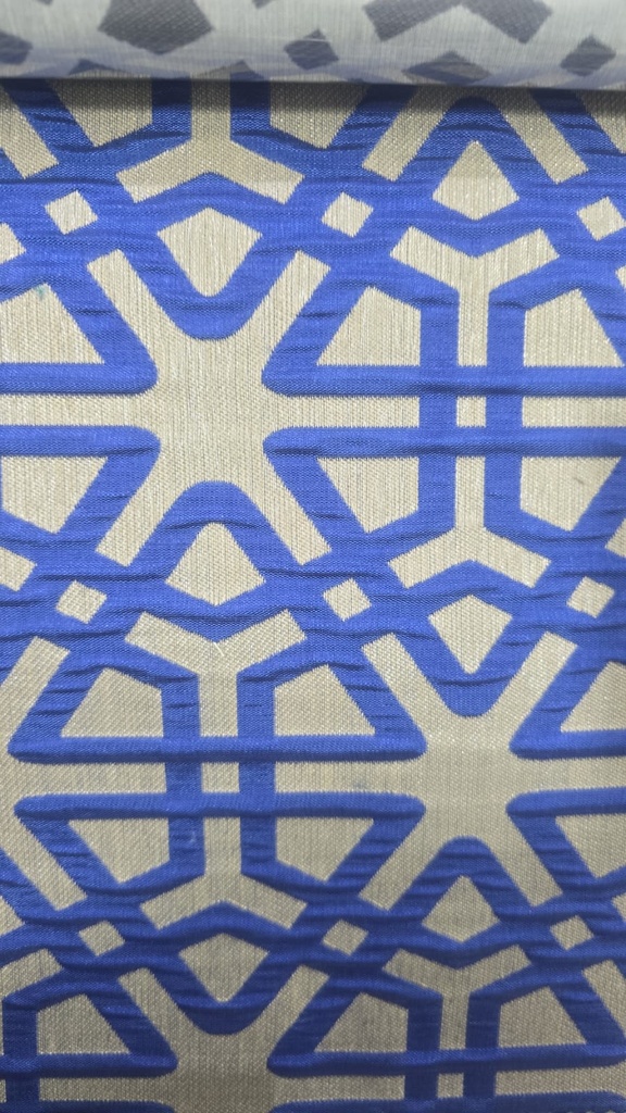 River Fabric Ziggurat Blue Curtain Fabric 280cm