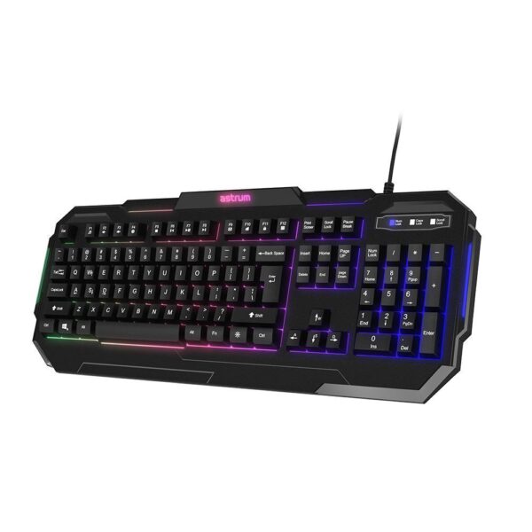 Astrum Slim Backlit Wired Gaming Keyboard Full Size RGB Keyboard with 19 Key Anti Ghosting