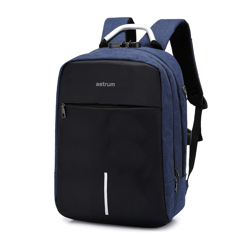 LB220 15″ Blue/Black Oxford Laptop Backpack USB Lock 430g 24m