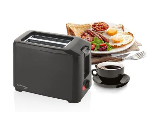 Mellerware 2-Slice Toaster – 700W, 7 Browning Settings, Cool-Touch Housing (Black) | 24821A