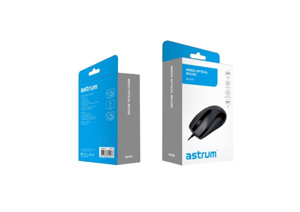 ASTRUM 3B MU100 Optical Mouse 1000DPI USB 2m Black