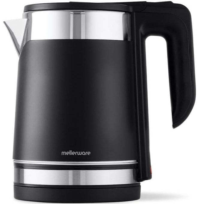 Mellerware Tempus Dual Wall Stainless Steel Kettle - 1.8L, 1800W, 360° Cordless (Black) | 22330BK
