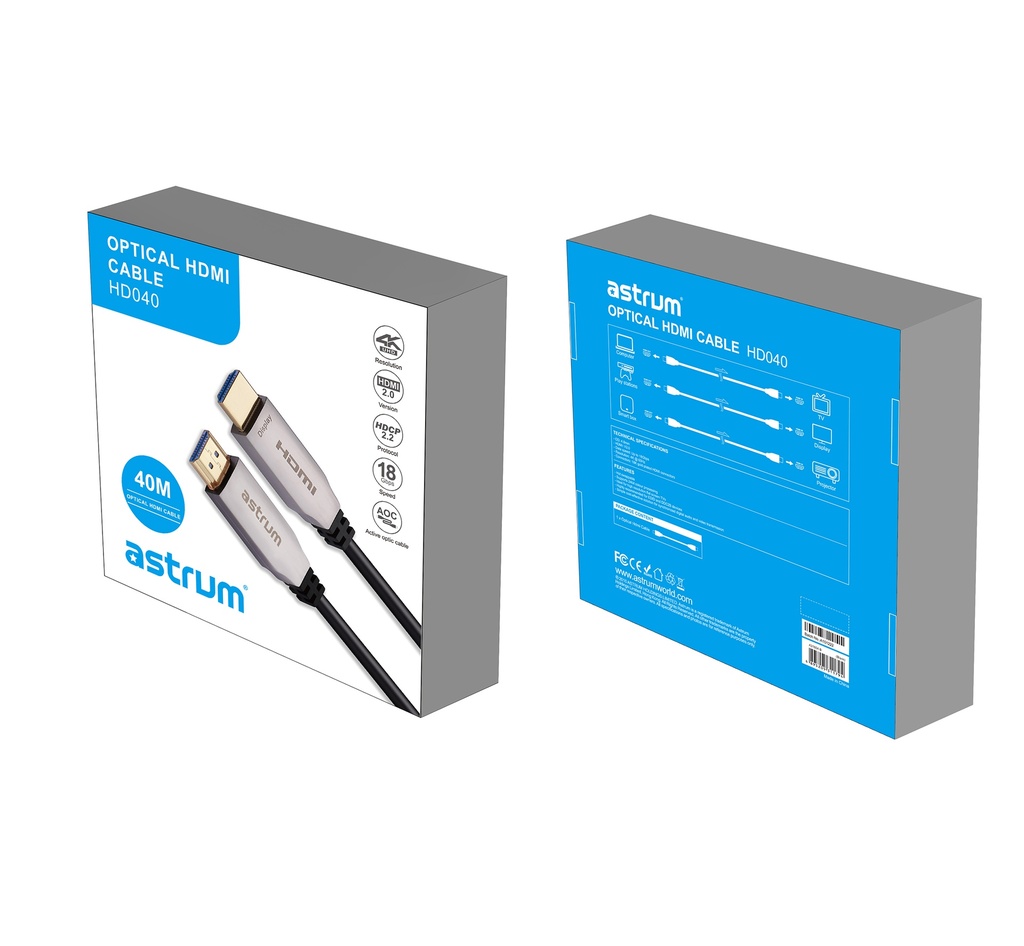 [A31604-B] Astrum HD040 40m Fiber HDMI 2.0 4K@60Hz 18G 24m