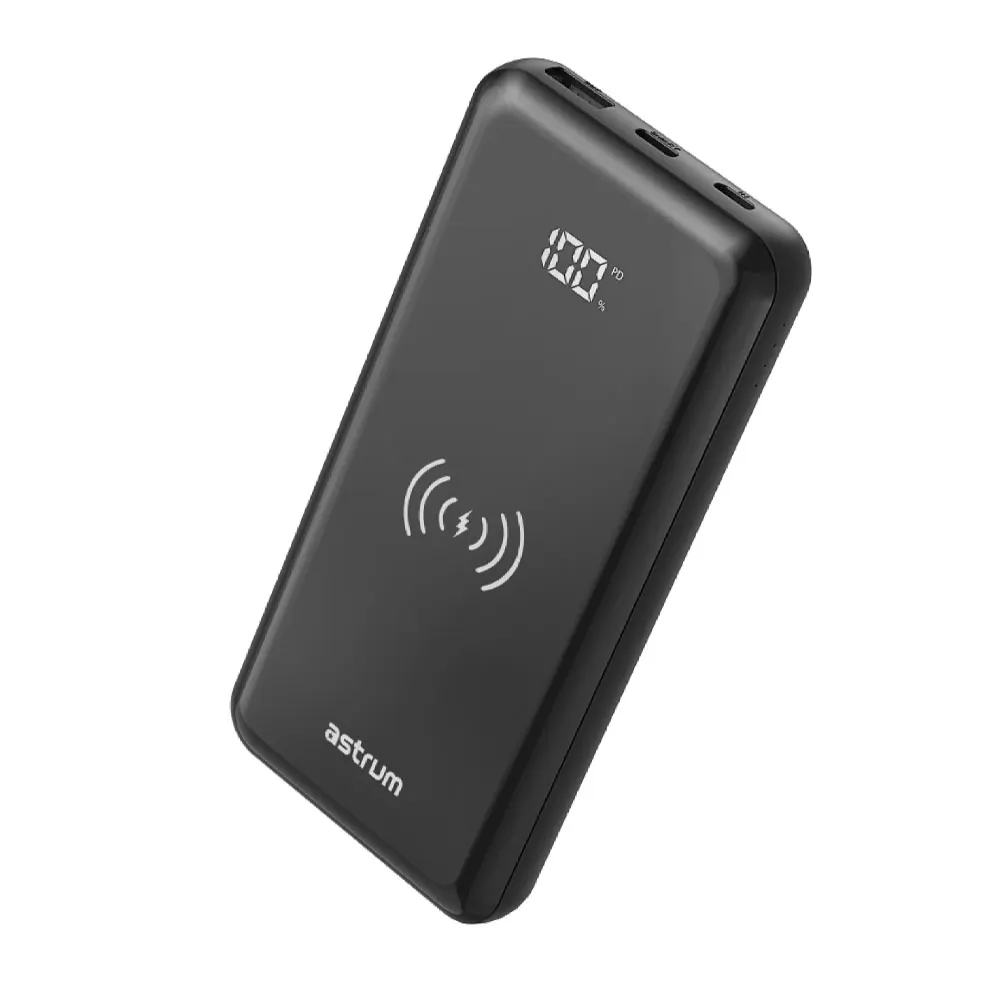 Astrum PB195 Power Bank 10000mAh, 10W Qi Wireless + 20W USB-C PD + USB-A QC, LED Display SKU: A91619-B