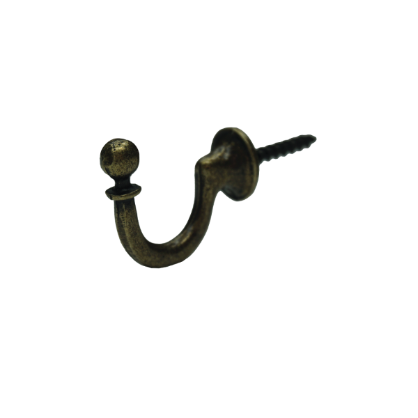 Ref.34 Metal Tieback Hook - Antique Brass Curtain Accessory
