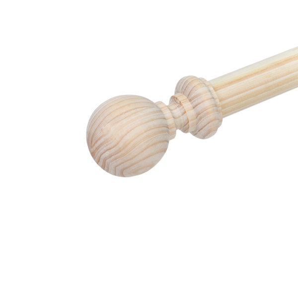 34mm Ball Curtain Finial - Natural Wood Accent