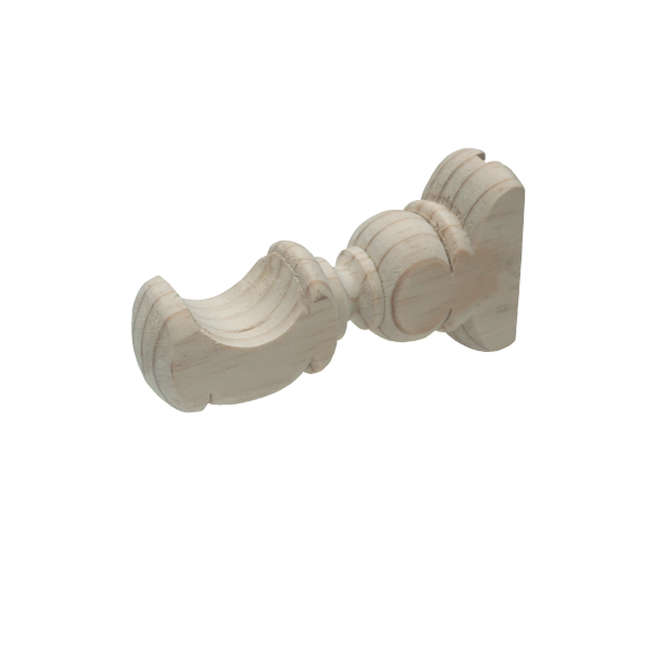 34mm Single Curtain Bracket - Natural Wood
