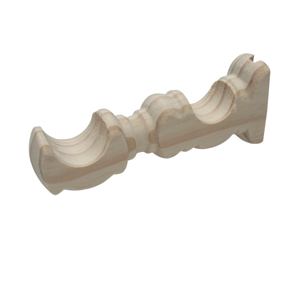 34/34mm Double Curtain Bracket - Natural Wood
