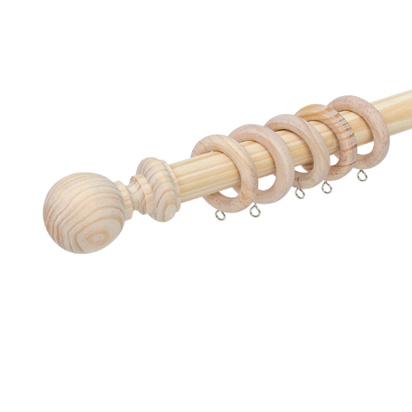 34mm Wooden Curtain Rings - Natural Finish