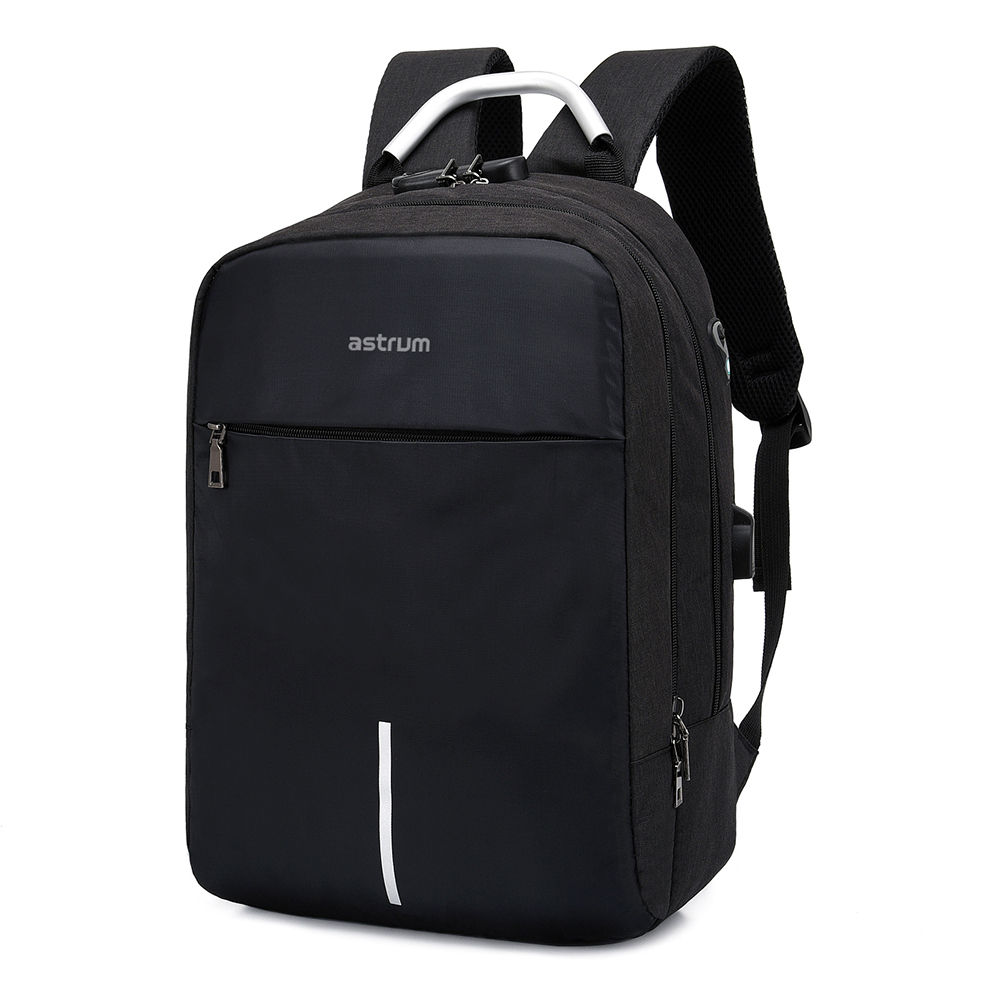 LB220 15″ Black Oxford Laptop Backpack USB Lock 430g 24m