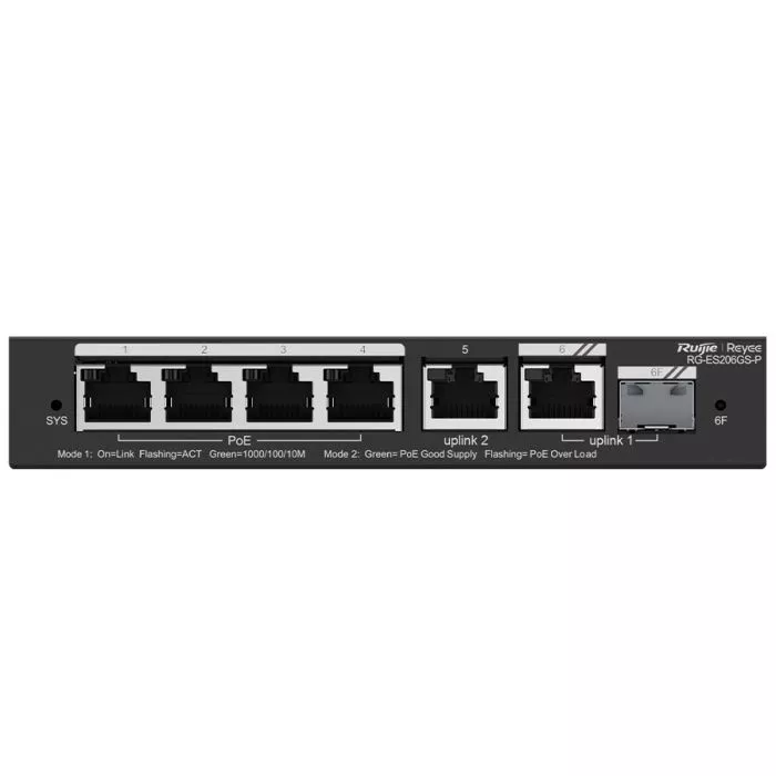 Reyee RG‑ES206GP 4 PoE 54W 6‑Port Gigabit 