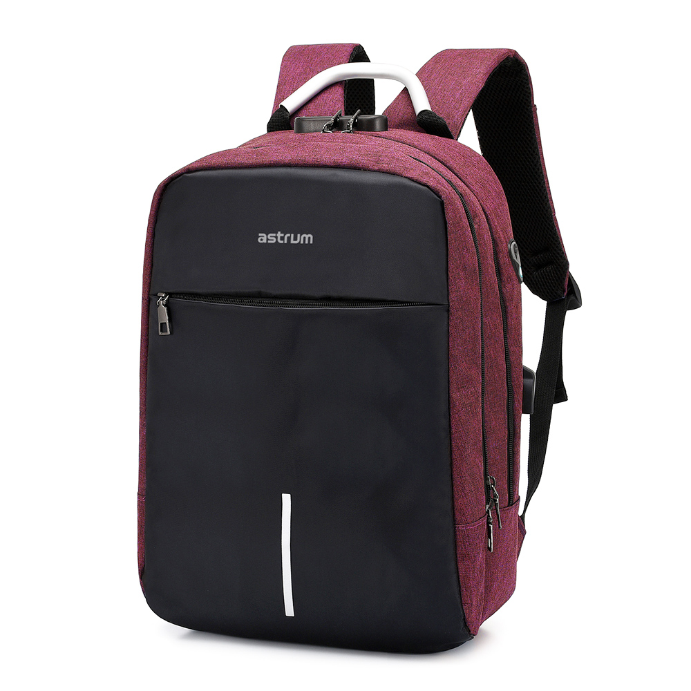 LB220 15″ Red/Black Oxford Laptop Backpack USB Lock 430g 24m