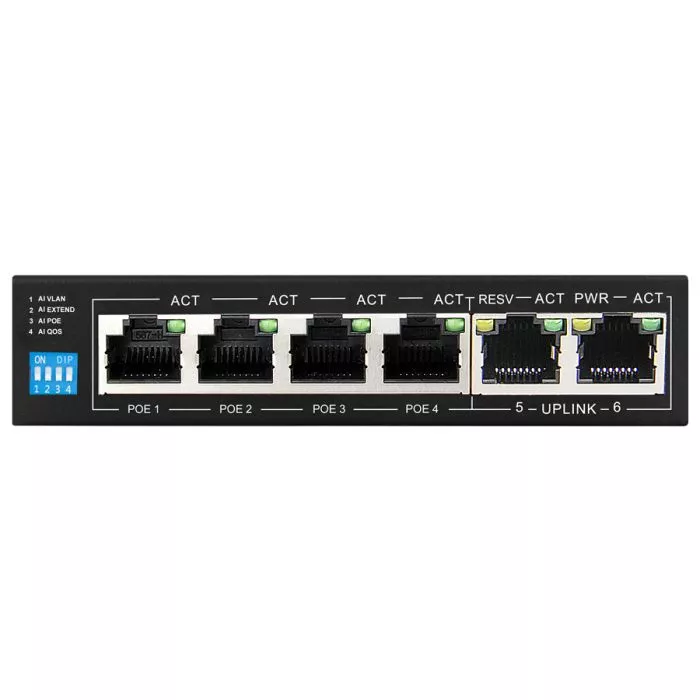 Scoop SPS‑4F2F 4‑Port PoE Fast Ethernet Switch