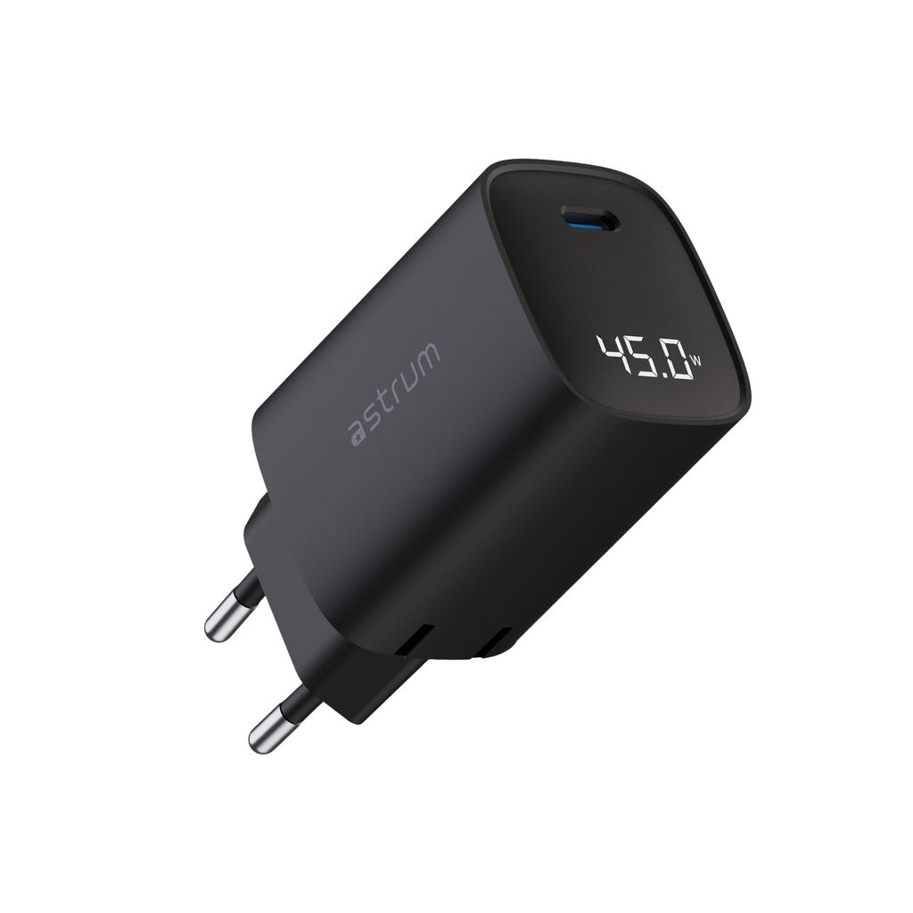 Astrum WATZ45L 45W PD USB‑C Wall Charger LCD Black 24m
