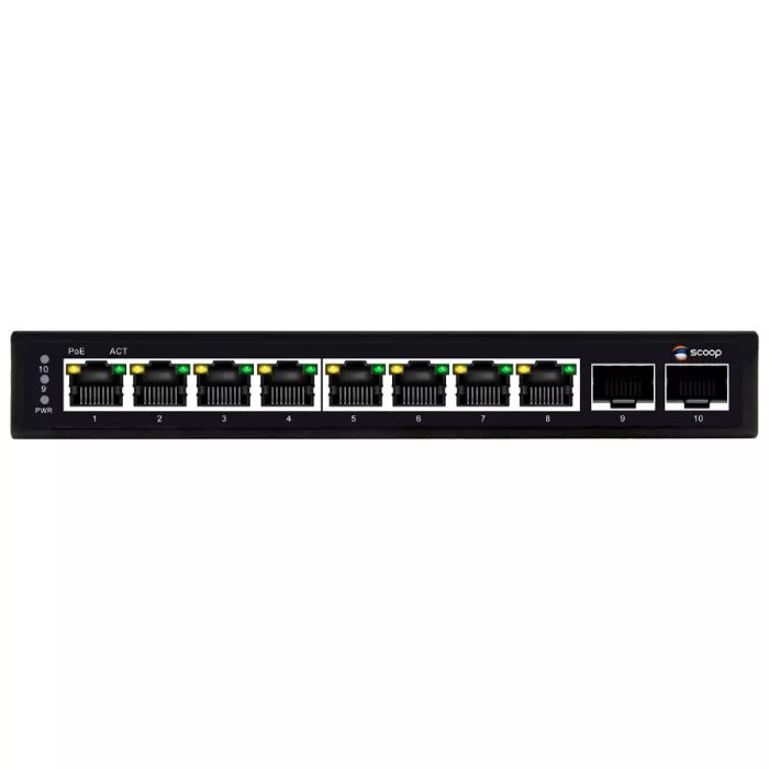 Scoop SPS‑8G2S 8‑Port Gigabit PoE Switch