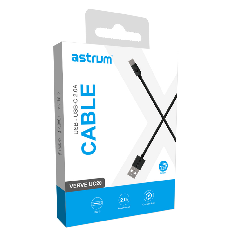 Verve UC20 USB‑C Cable 1.0m 2A Fast 480Mbps Black 24m