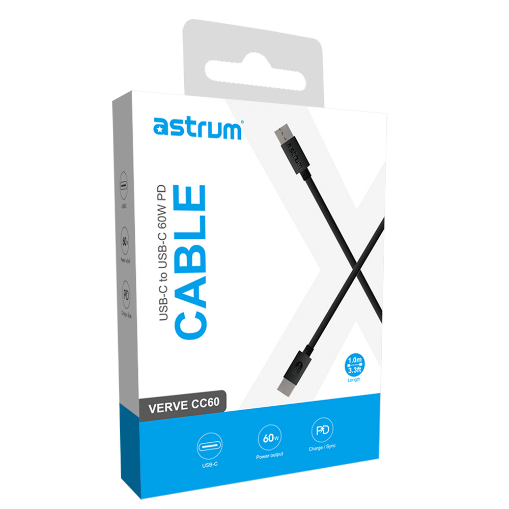 Verve CC60 USB‑C to USB‑C Cable 1.0m 60W PD Black 24m