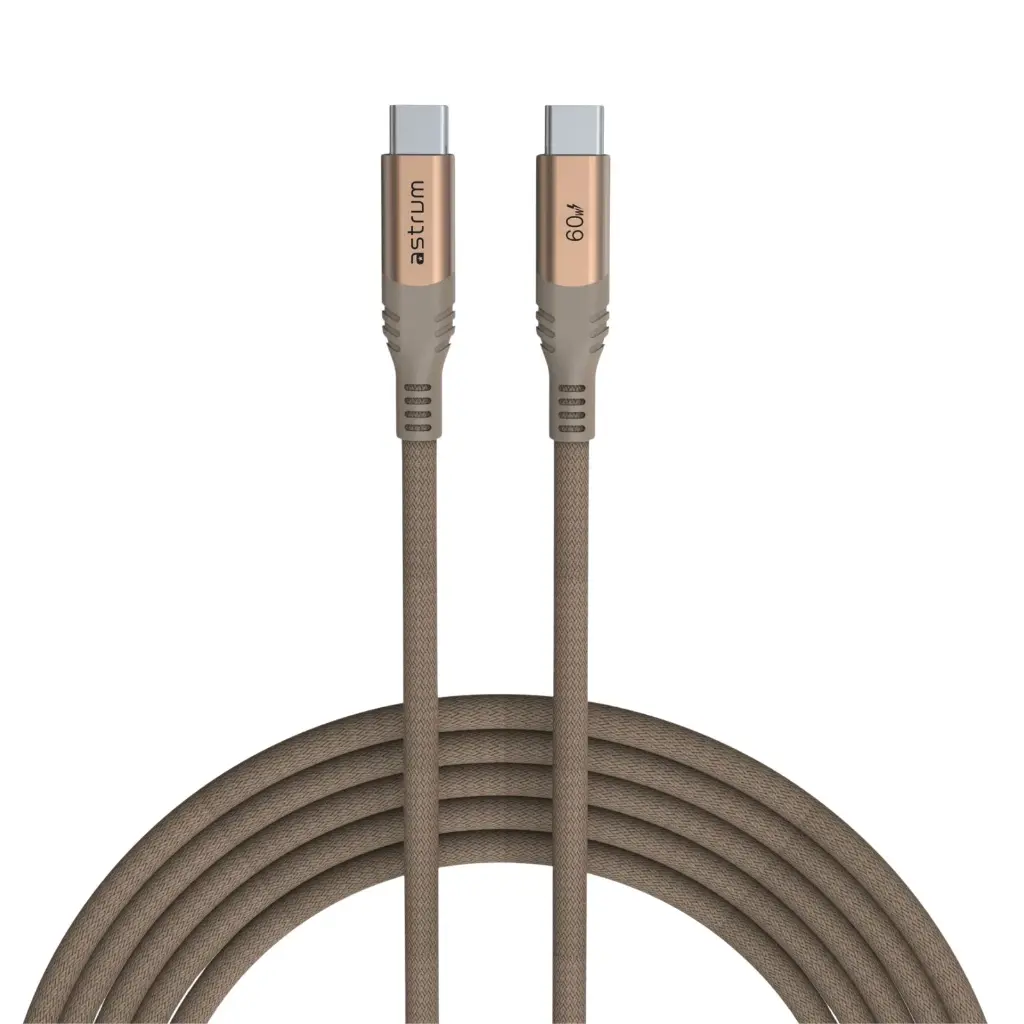 Astrum VMCC60 USB‑C to USB‑C Cable 2.0m 60W Braided Gold 12m