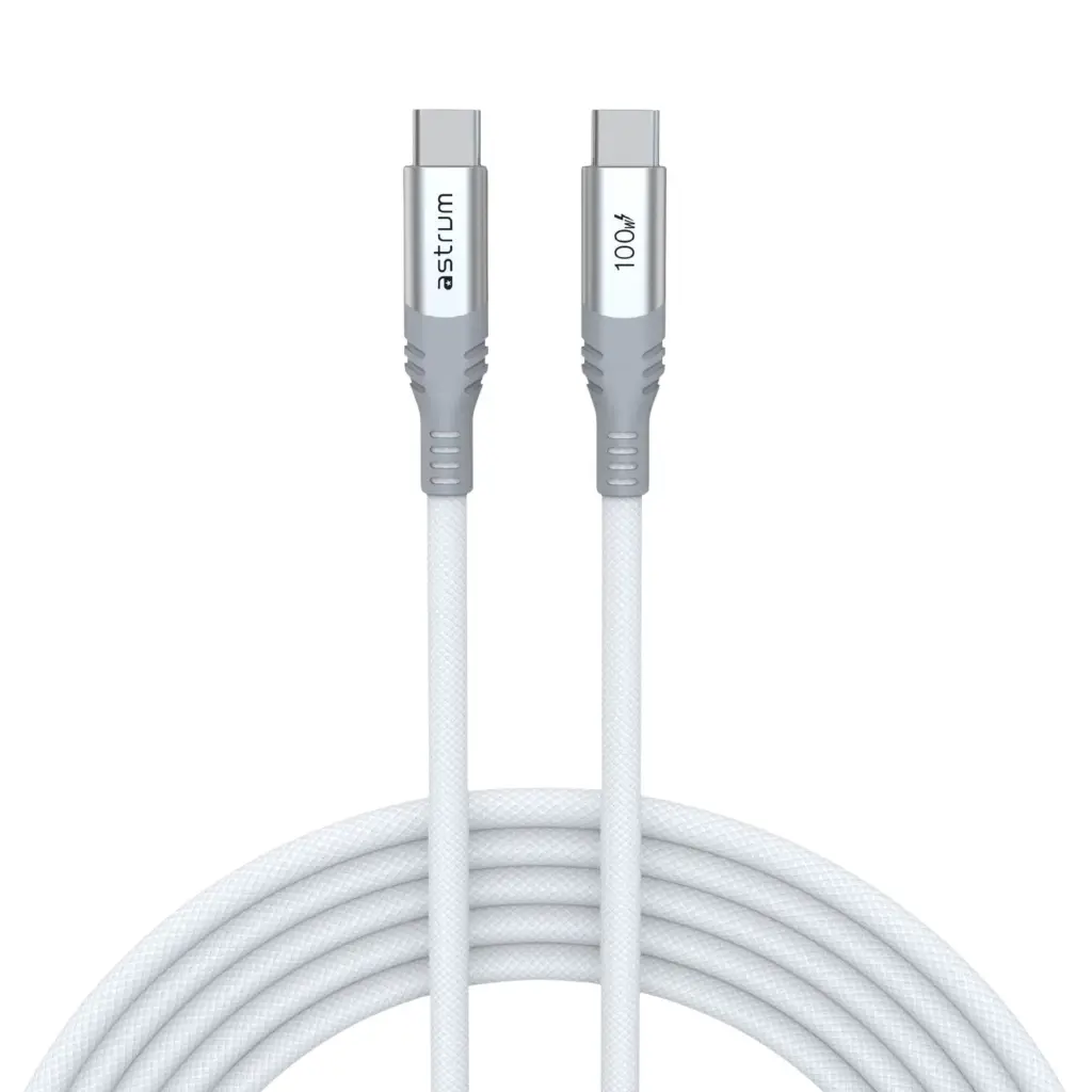 Astrum VMCC100 USB‑C to USB‑C Cable 2.0m 100W Braided White 12m