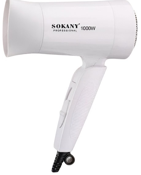 Sokany 1000W Foldable Mini Hair Dryer White